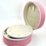 Guarda joias redondo cor-de-rosa